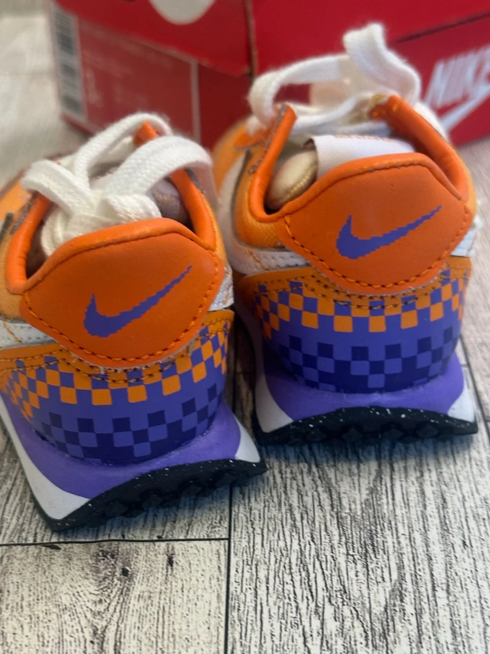New! Nike Kids Orange & White Sneakers with Purple Accent size 3C
